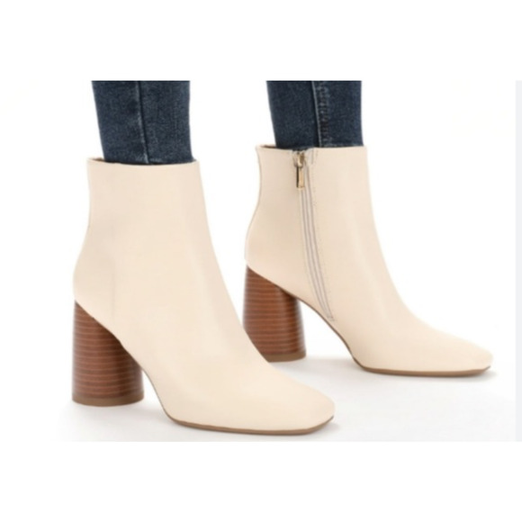 Sam & Libby Shoes - Sam Libby sz 10 Womens Ankle booties Boots Cream Block heel capsule career chic